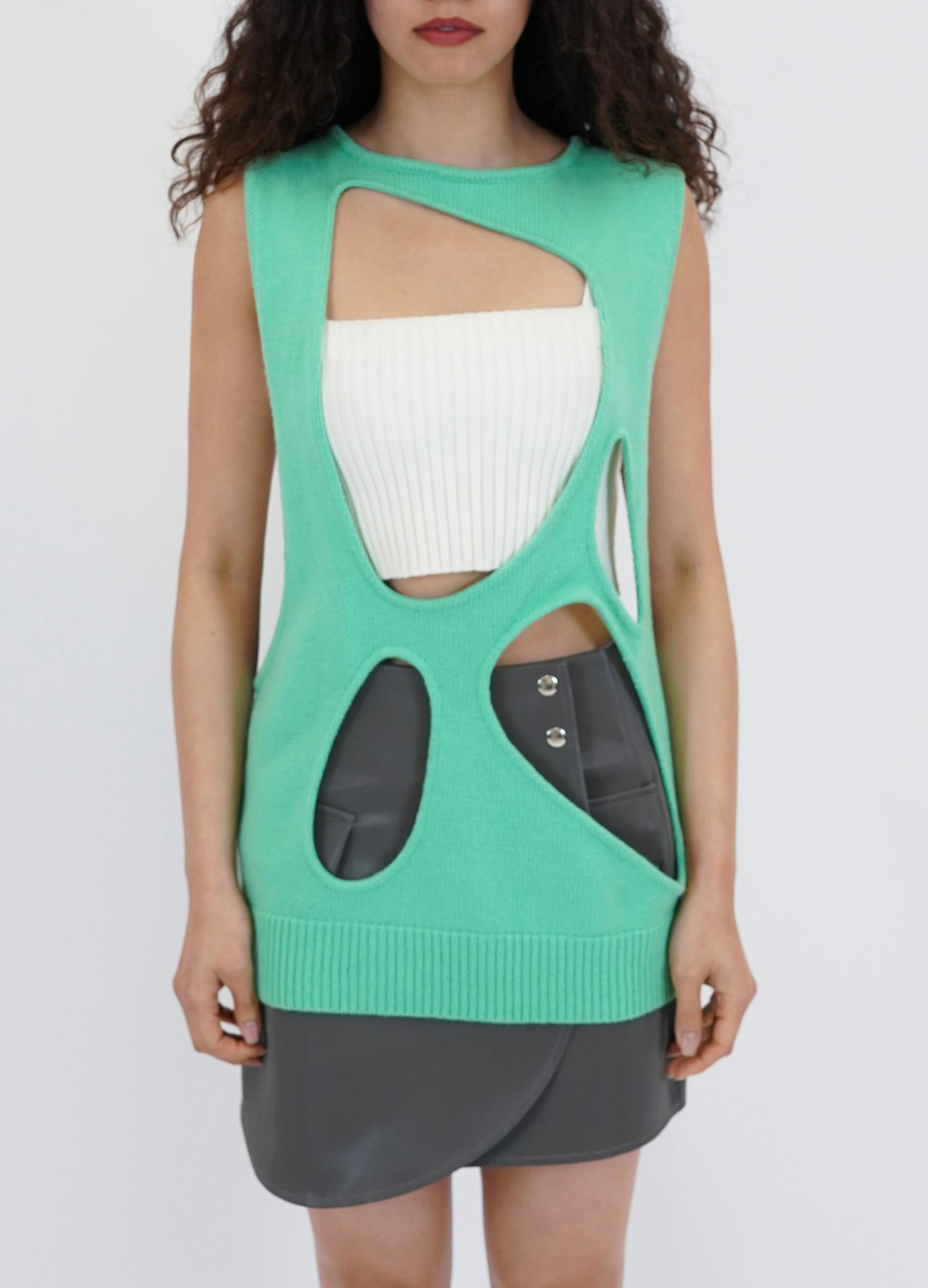 Asymmetrical knitwear vest