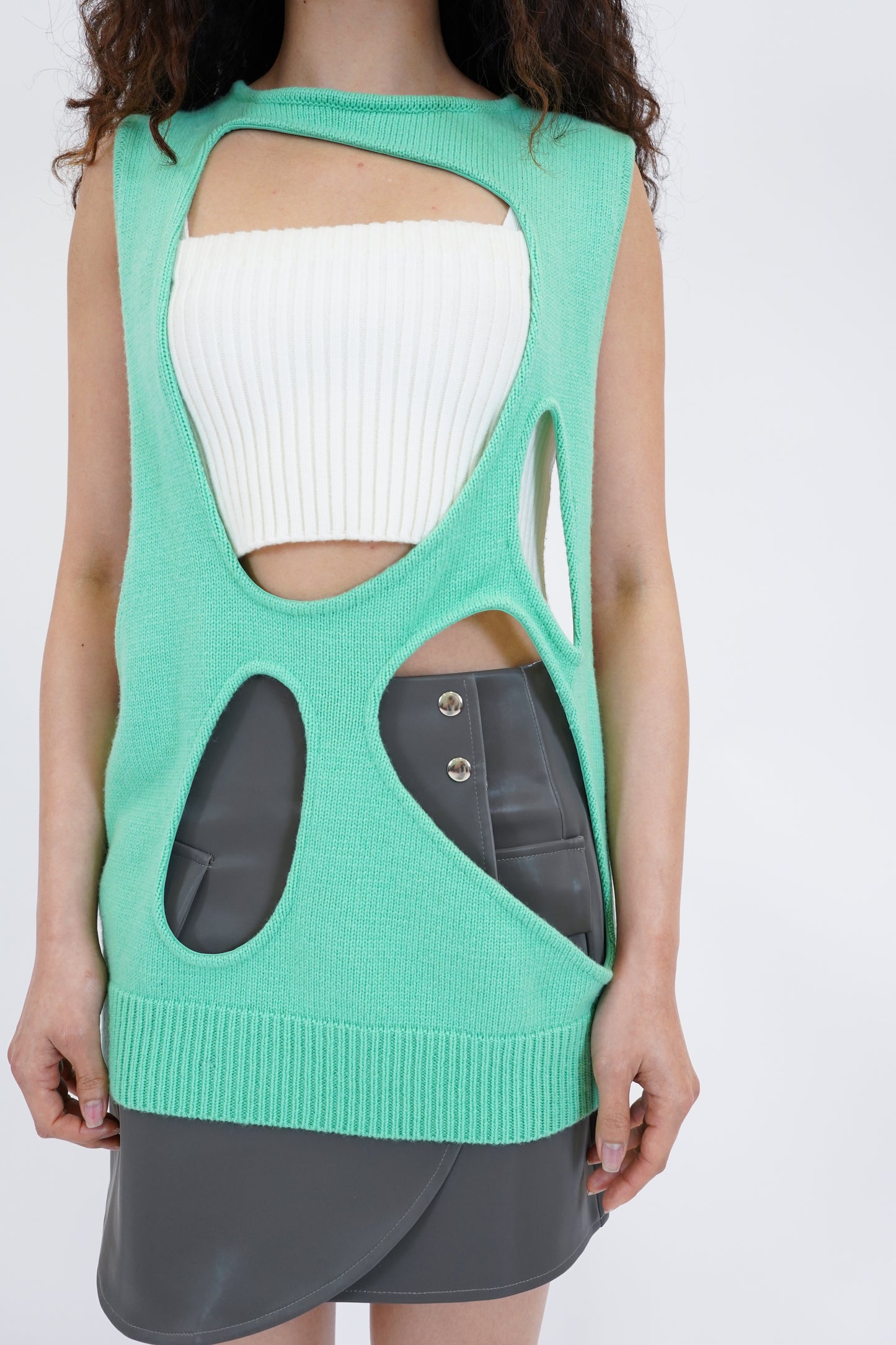 Asymmetrical knitwear vest