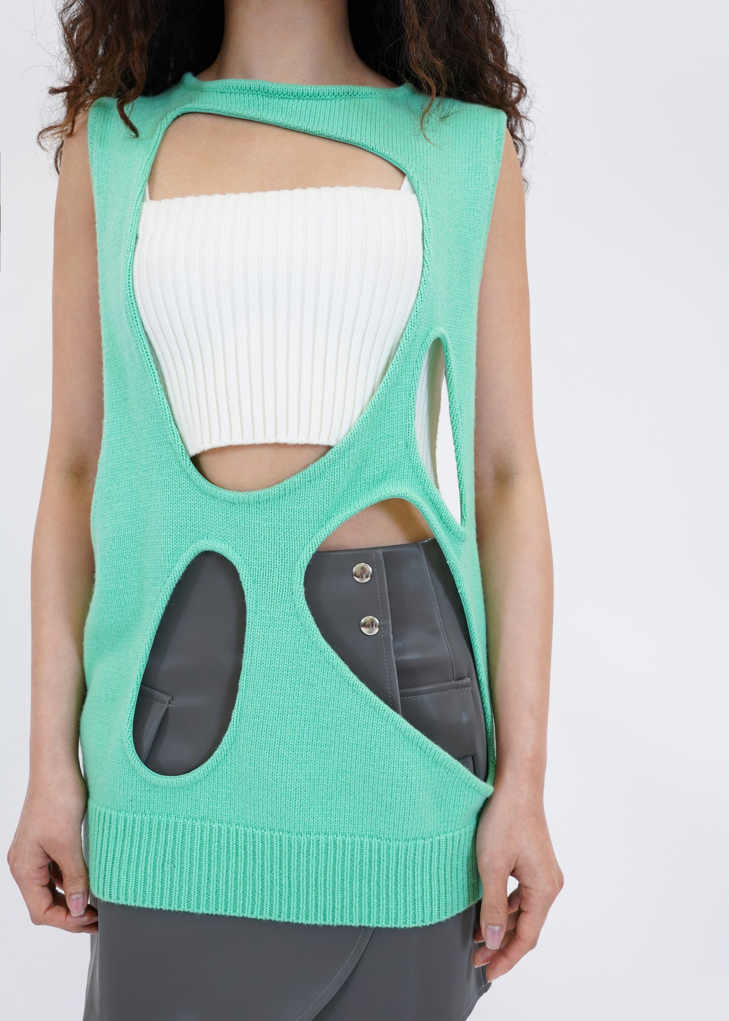 Asymmetrical knitwear vest