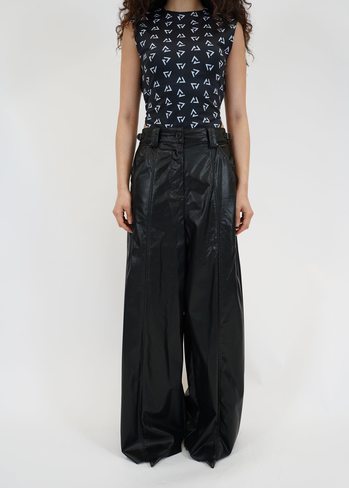 FAUX LEATHER WIDE-LEGS TROUSERS