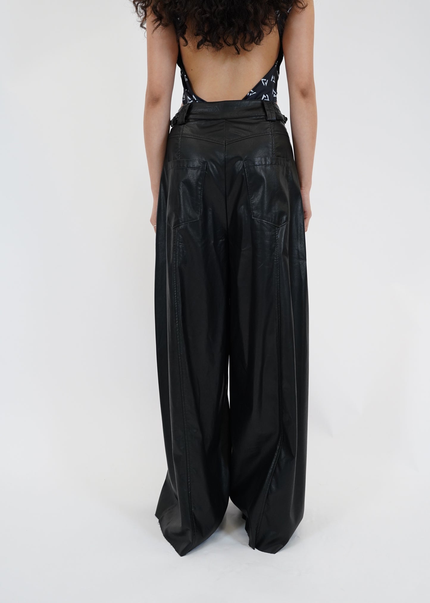 FAUX LEATHER WIDE-LEGS TROUSERS