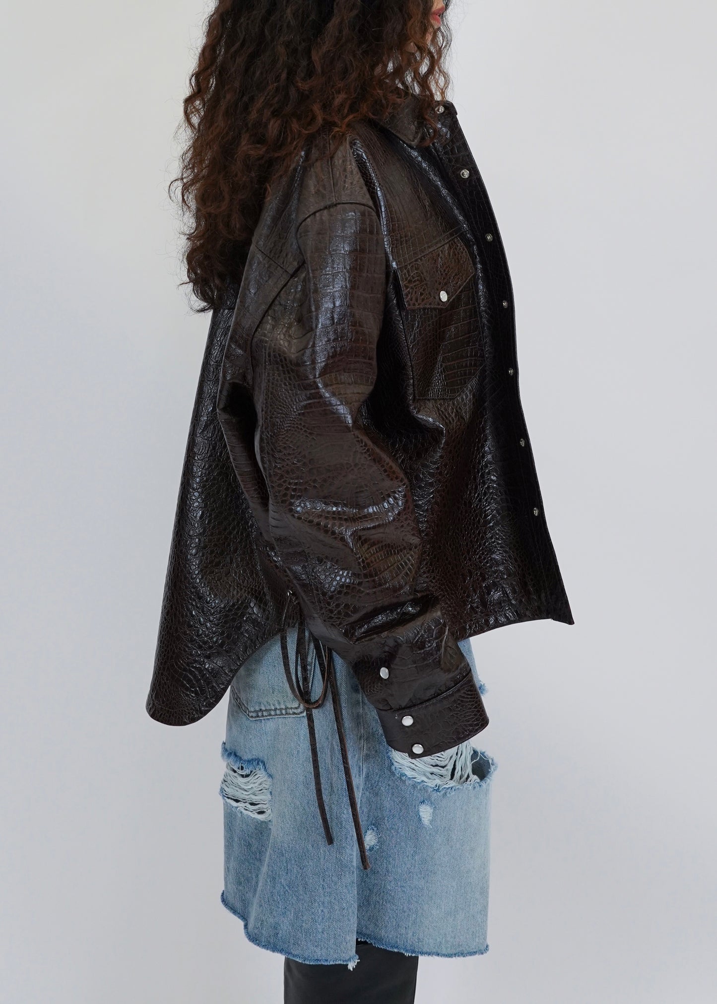 SIDE LACE-UP LEATHER JACKET (pre-order)